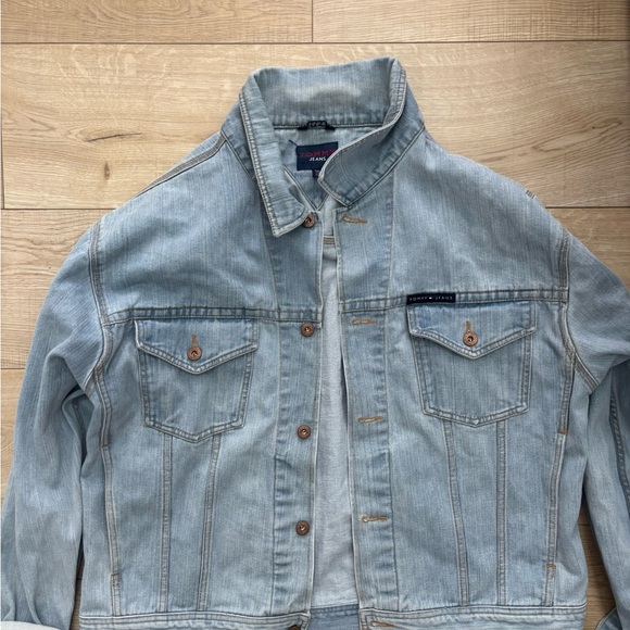 Y2K Oversized Denim Jacket Tommy Hilfiger Tommy Jeans Lightwash Denim Jacket - Picture 2 of 7